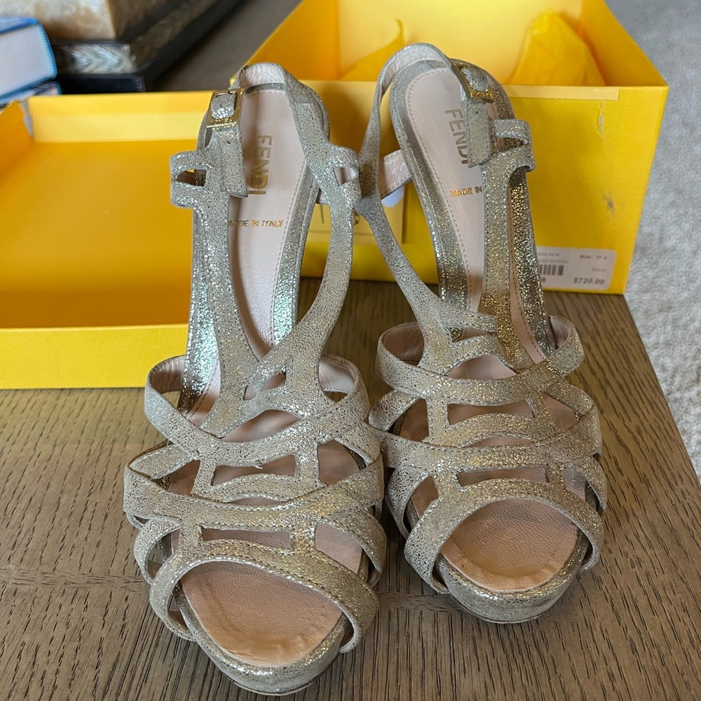 Fendi gold heels